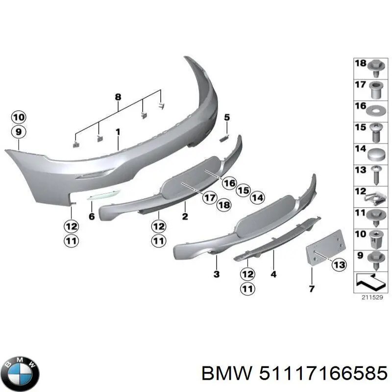 Переднє ліве ікло бампера BMW 51117166585