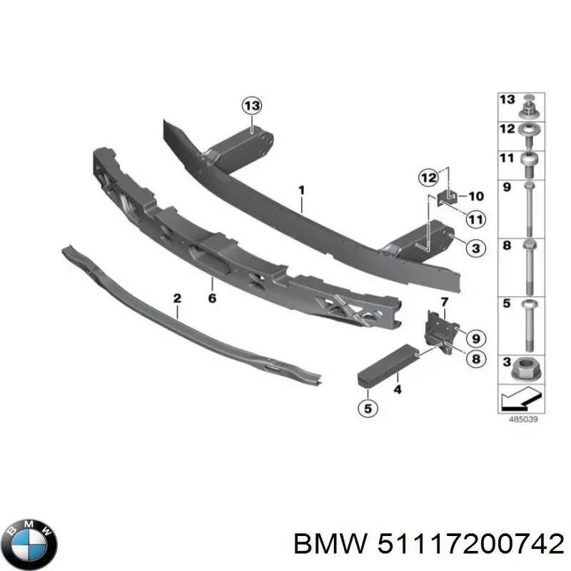 Підсилювач бампера переднього 51117200742 BMW