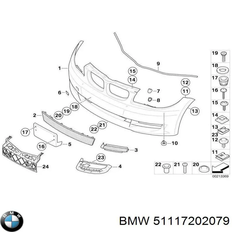 Заглушка бампера буксирувального гака, передня BMW 51117202079 ціна, від 6.81 USD