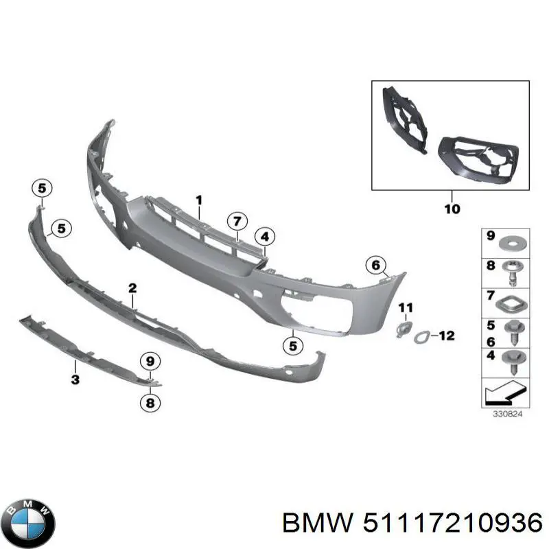 51117210936 BMW кронштейн-адаптер кріплення фари передньої
