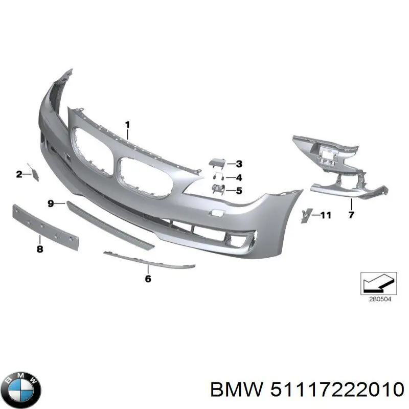 Купити 51117222010 BMW Нижня накладка на передній бампер
