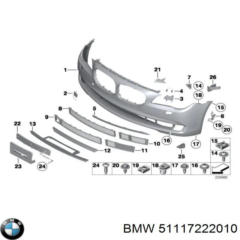 Сплитер переднього бампера на BMW 7 (F01, F02, F03, F04)