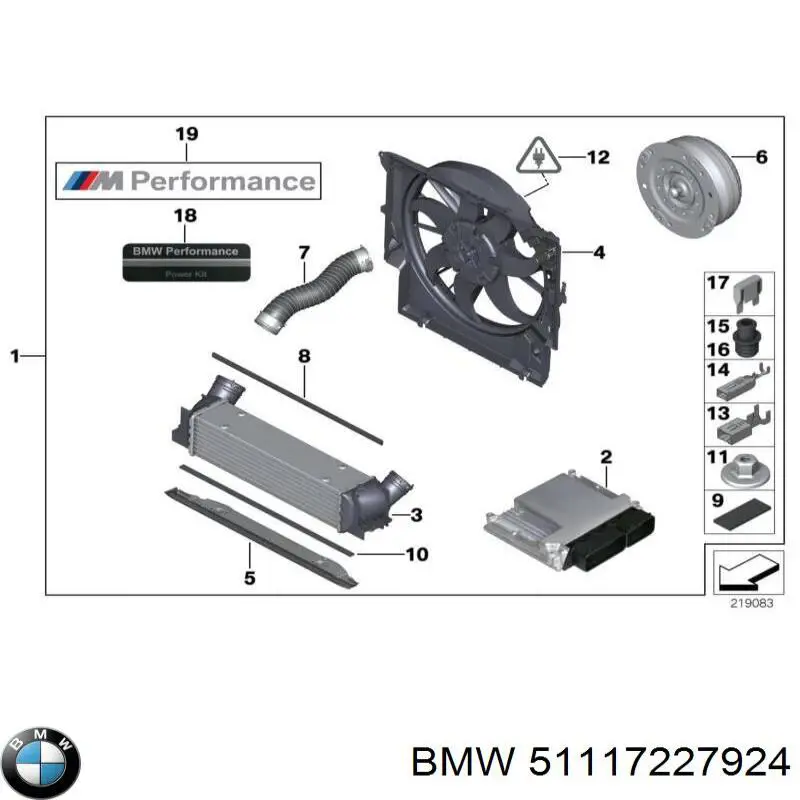 Решітка переднього бампера, права 51117227924 BMW