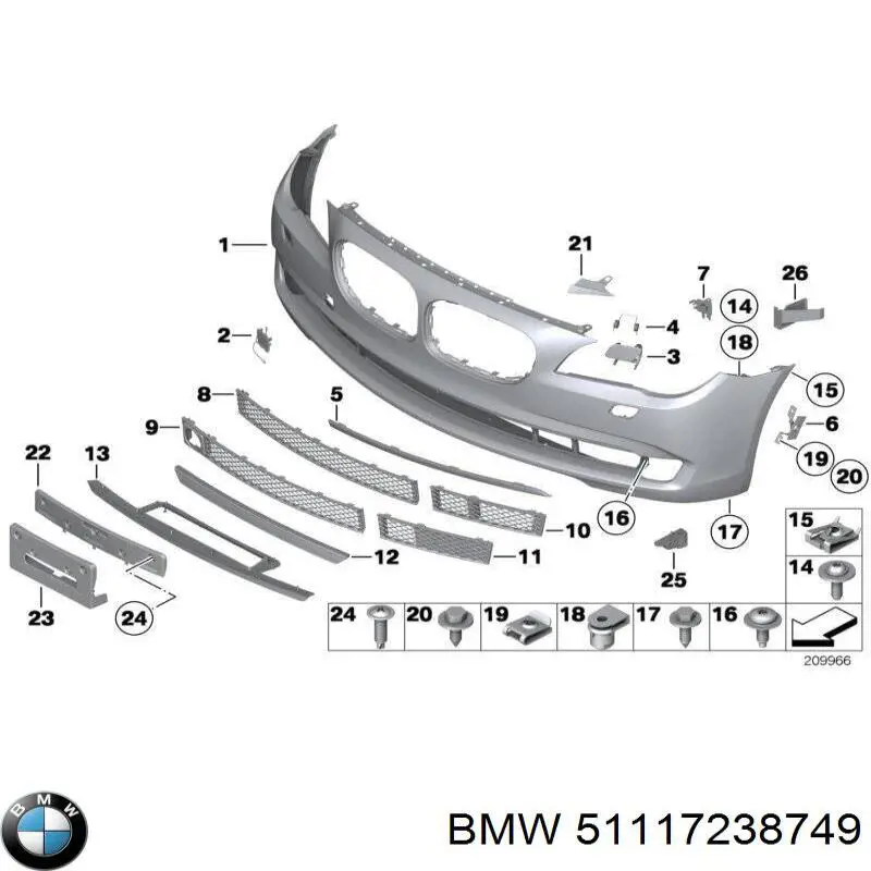 51117238749 BMW Бампер передний (Парктроник)