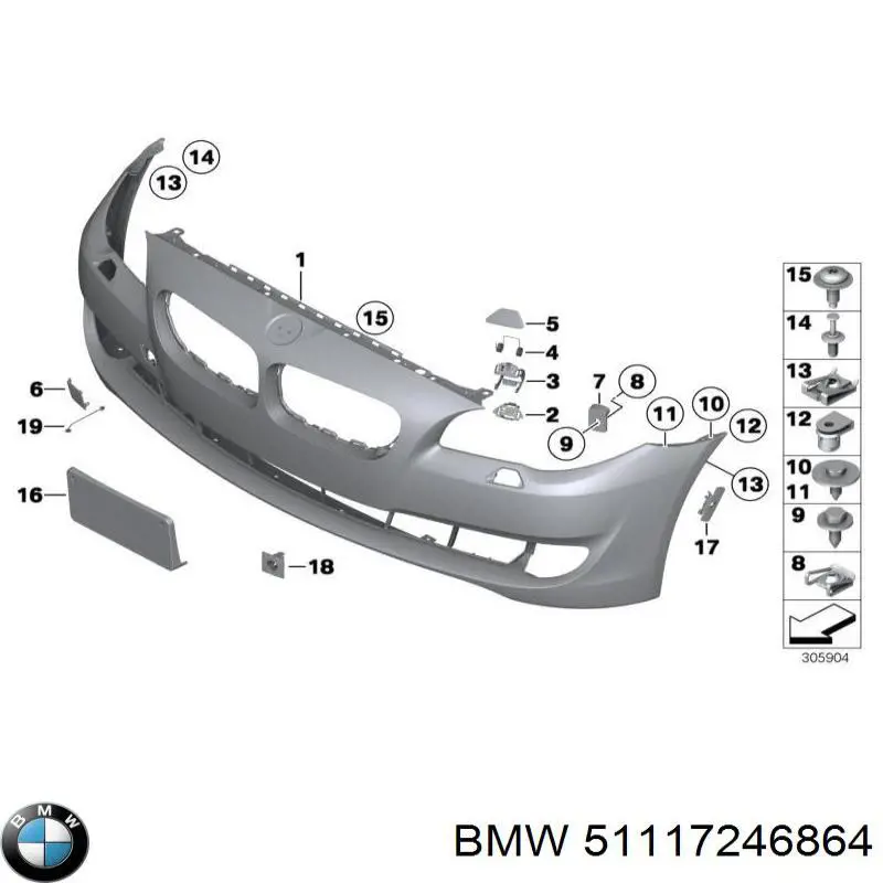 51117246864 BMW Бампер передний (Камера бокового обзора)