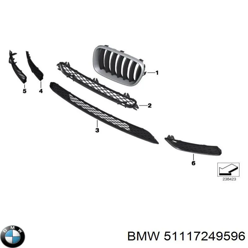 51117249596 BMW Решітка переднього бампера, права