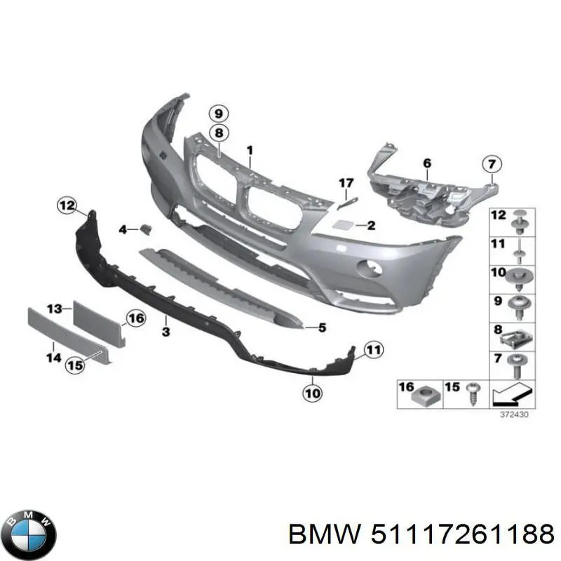 Бампер на авто BMW 51117261188 ціна, від 65.77 USD