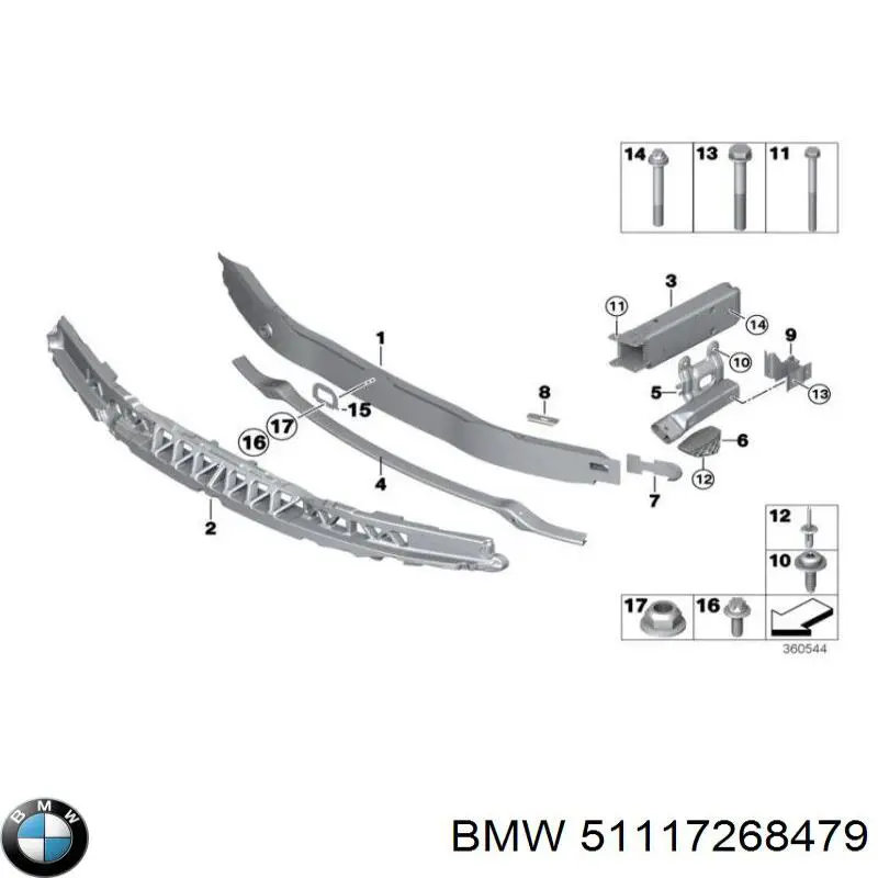 51117268479 BMW Кронштейн бампера переднього, зовнішній