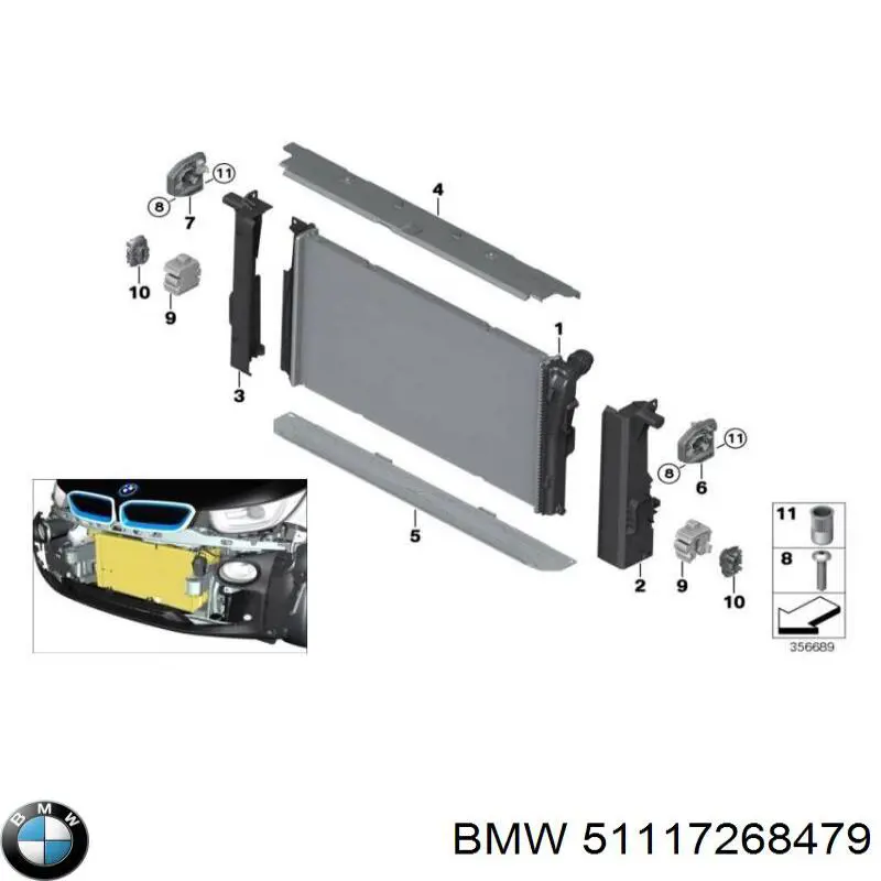 Купити 51117268479 BMW Кронштейн бампера переднього, зовнішній