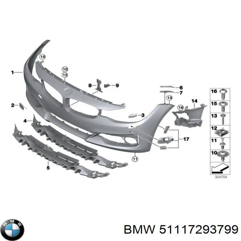 Кронштейн кріплення протитуманной фари, лівої BMW 51117293799 ціна, від 48.38 USD
