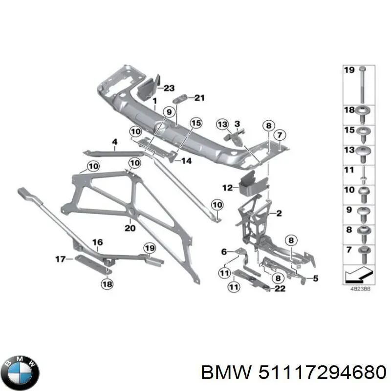 Купити 51117294680 BMW Кронштейн кріплення крила переднього правого, передній