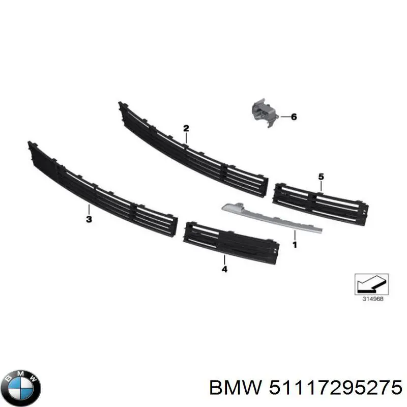 51117295275 BMW Решітка переднього бампера, ліва