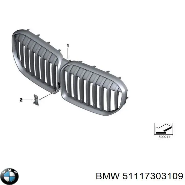 Решітка радіатора ліва BMW 51117303109 ціна, від 50.68 USD