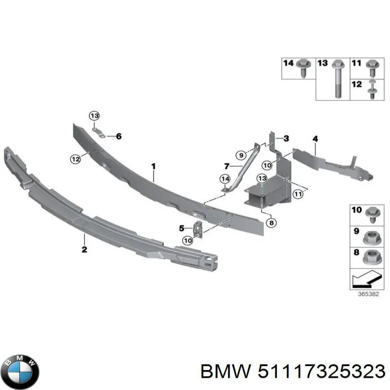 51117325323 BMW Лівий кронштейн переднього бампера