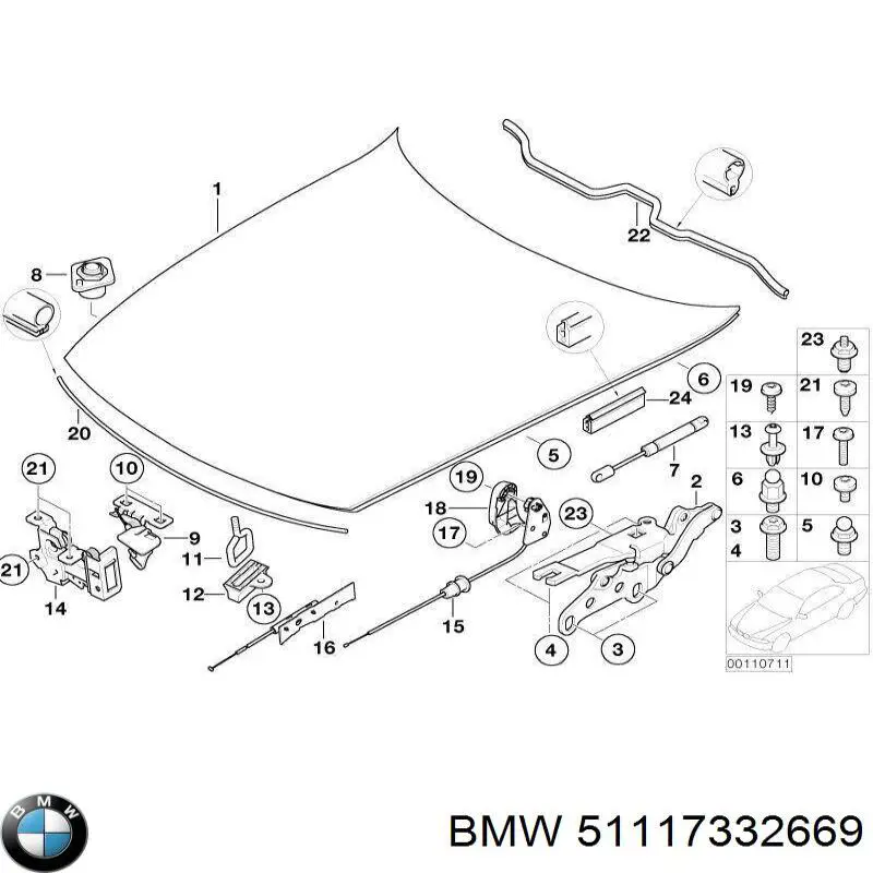 Накладка форсунки омивача фари передньої BMW 51117332669 ціна, від 6.93 USD