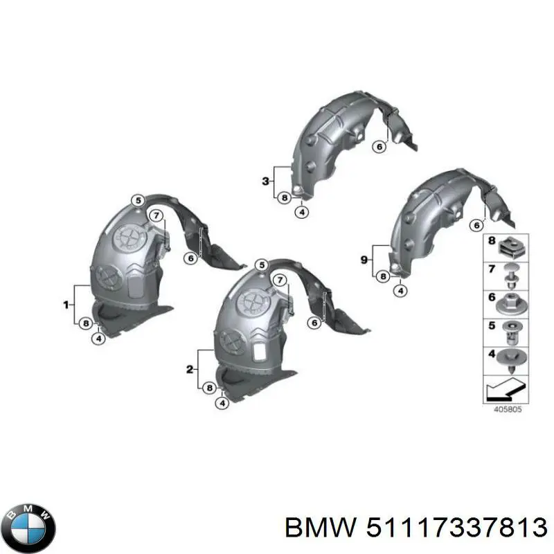 Спойлер переднього бампера, лівий BMW 51117337813 ціна, від 47.97 USD