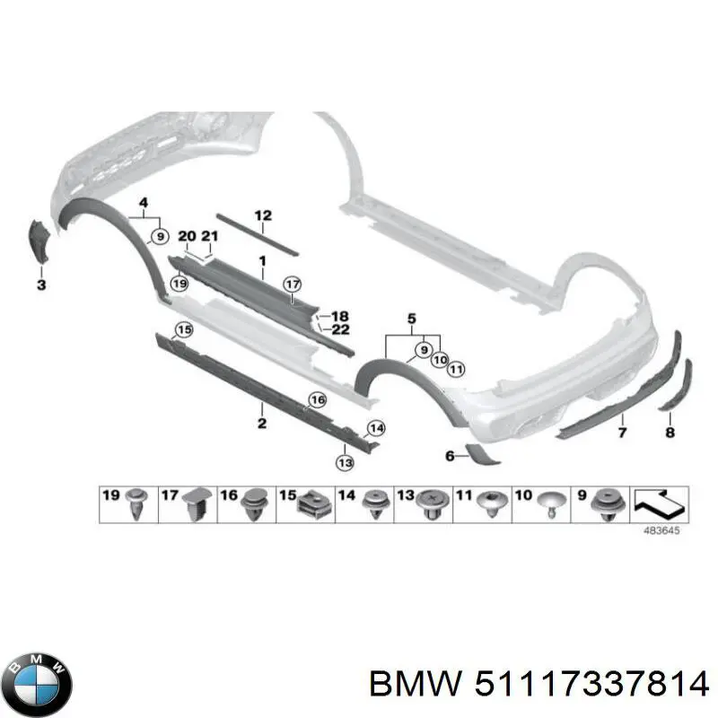 51117337814 BMW Спойлер переднього бампера, правий