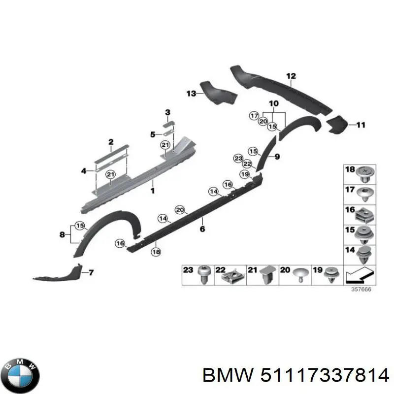 Спойлер переднього бампера, правий BMW 51117337814 ціна, від 69.27 USD