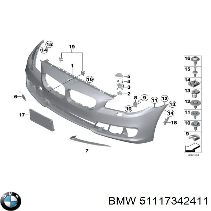 Решітка переднього бампера, ліва нижня BMW 51117342411 ціна, від 73.88 USD