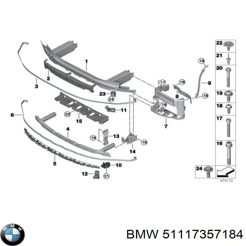 Рамка радіатора права на BMW 6 (G32)