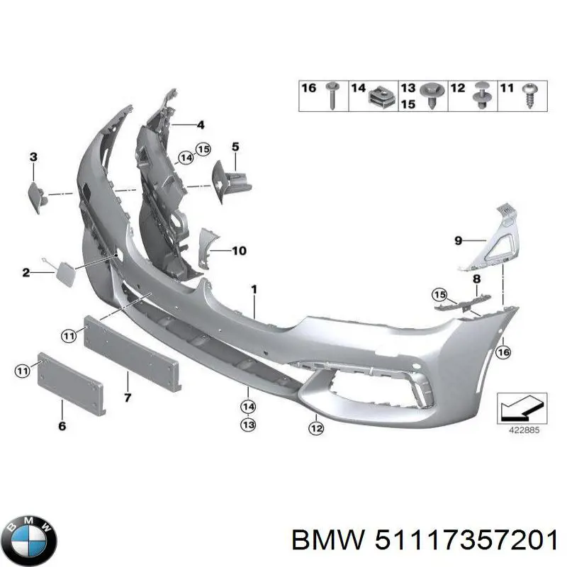 Кріплення бампера BMW 51117357201 ціна, від 25.34 USD