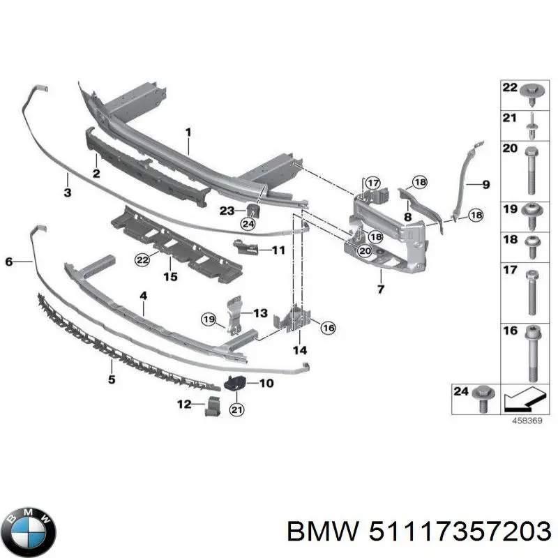 Купити 51117357203 BMW Направляюча переднього бампера