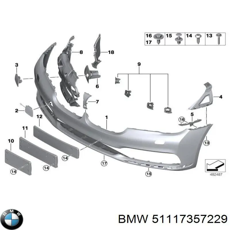 Кронштейн кріплення протитуманной фари, лівої BMW 51117357229 ціна, від 41.60 USD