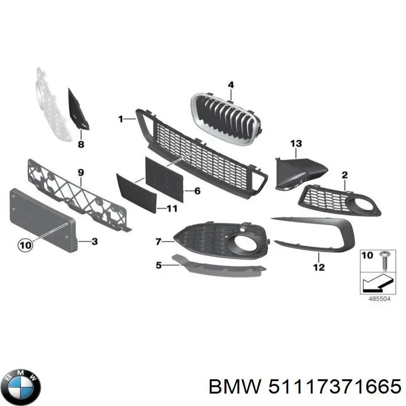 Решітка переднього бампера, ліва BMW 51117371665 ціна, від 25.00 USD