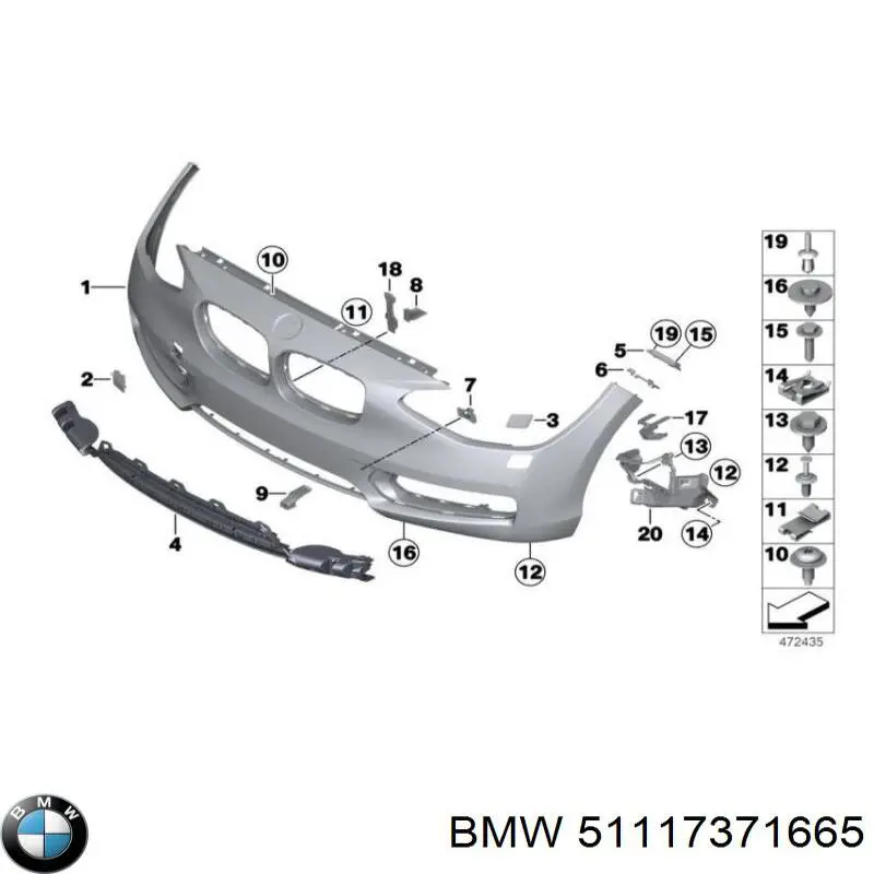 51117371665 BMW Решітка переднього бампера, ліва