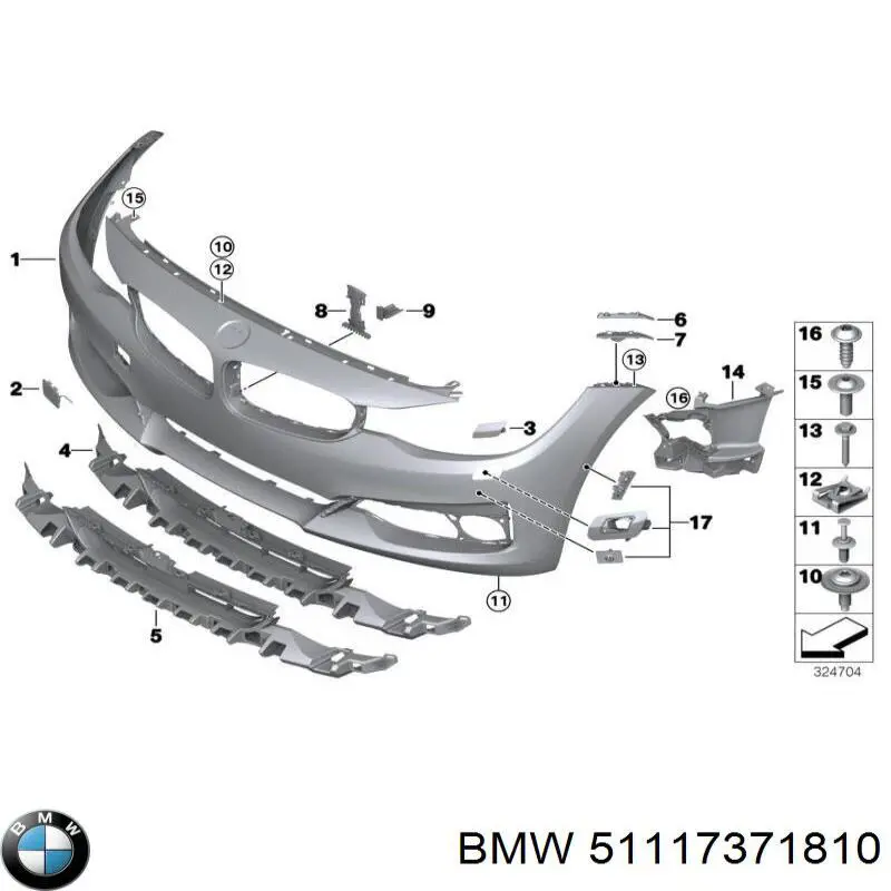 51117371810 BMW Бампер передній в зборі