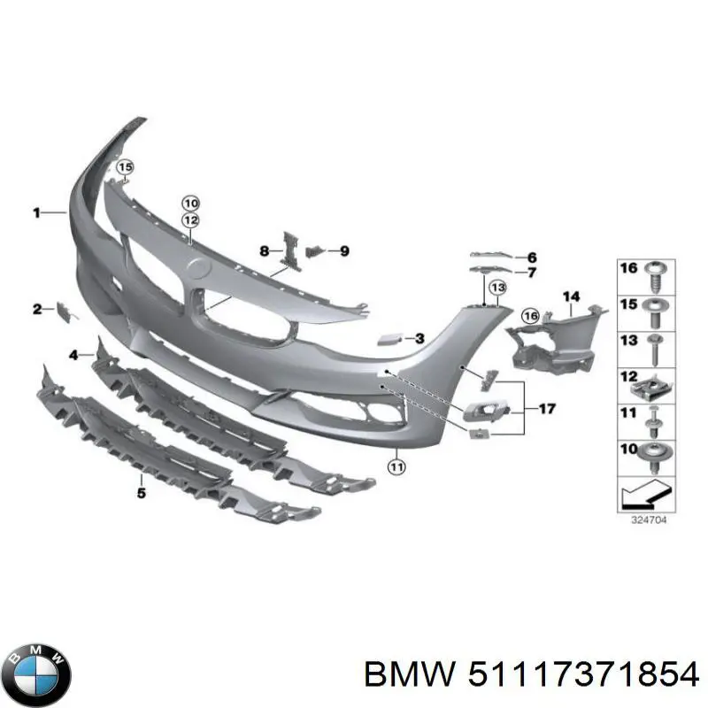 51117371854 BMW Бампер передній в зборі