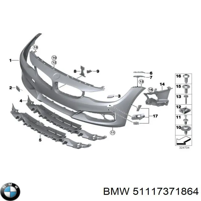51117371864 BMW Бампер передній в зборі