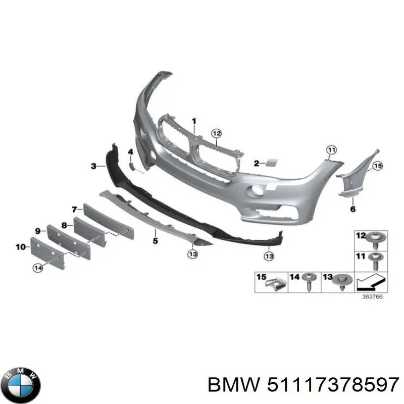 Бампер передній 51117378597 BMW