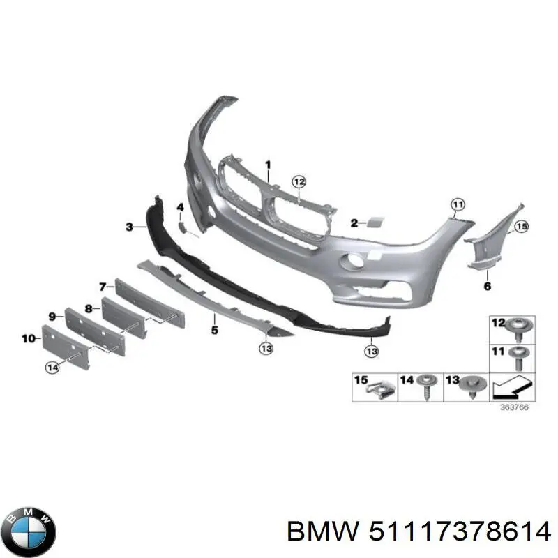 51117378614 BMW Бампер передній в зборі