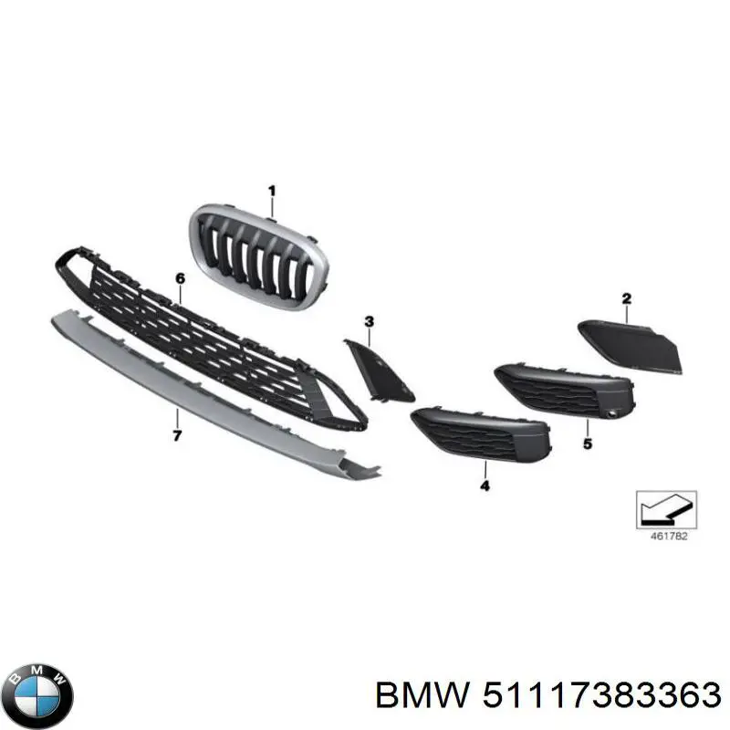 Решітка радіатора ліва BMW 7383363 ціна, від 38.01 USD