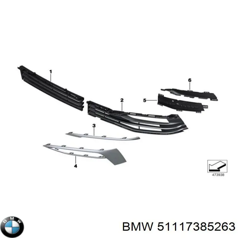 Решітка переднього бампера, внутрішня ліва BMW 51117385263 ціна, від 12.67 USD