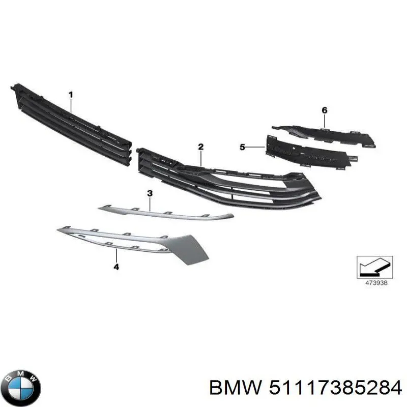 Ободок/окантовка фари протитуманной, правий на BMW 5 (G30, F90)