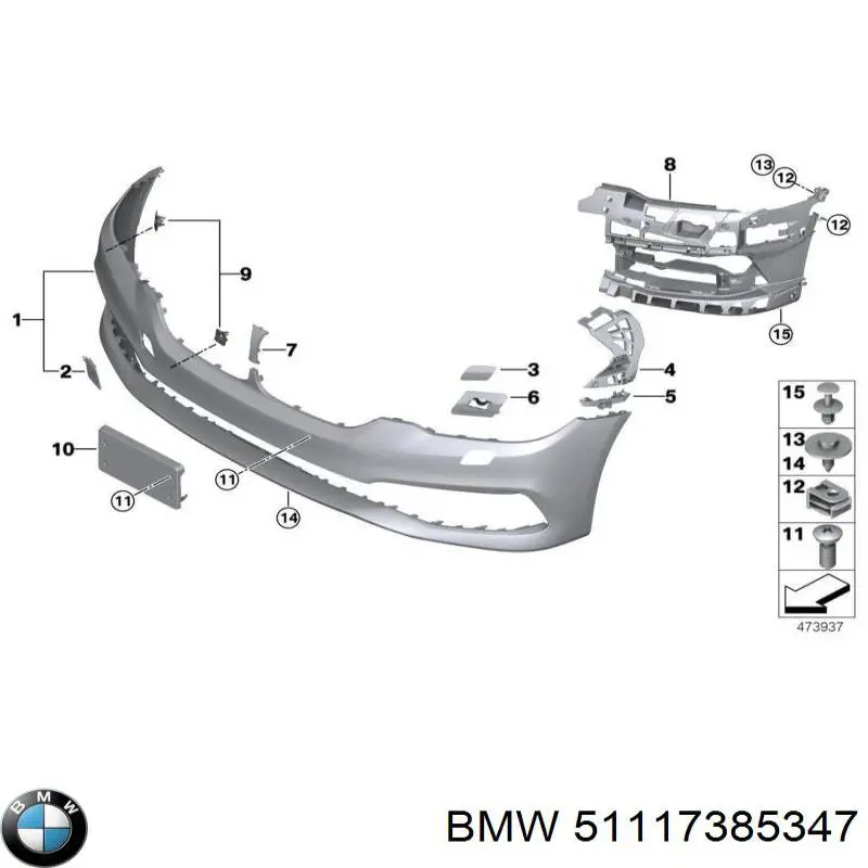Ліве кріплення переднього бампера на BMW 5 (G31)