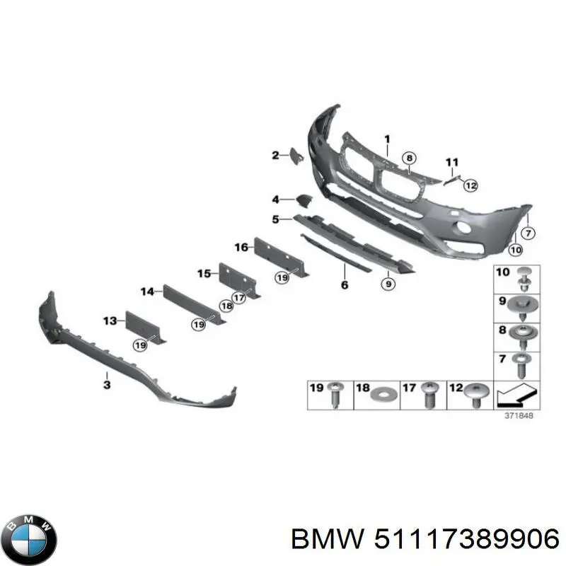 Бампер передній 51117389906 BMW