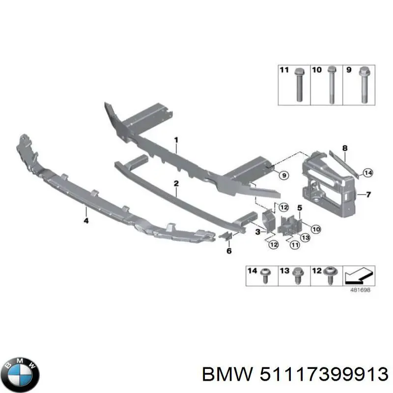 51117399913 BMW Кронштейн підсилювача переднього бампера