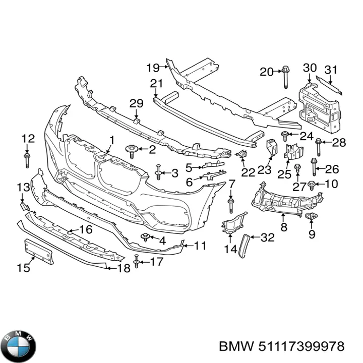 51117399978 BMW Кронштейн кріплення протитуманной фари, правої