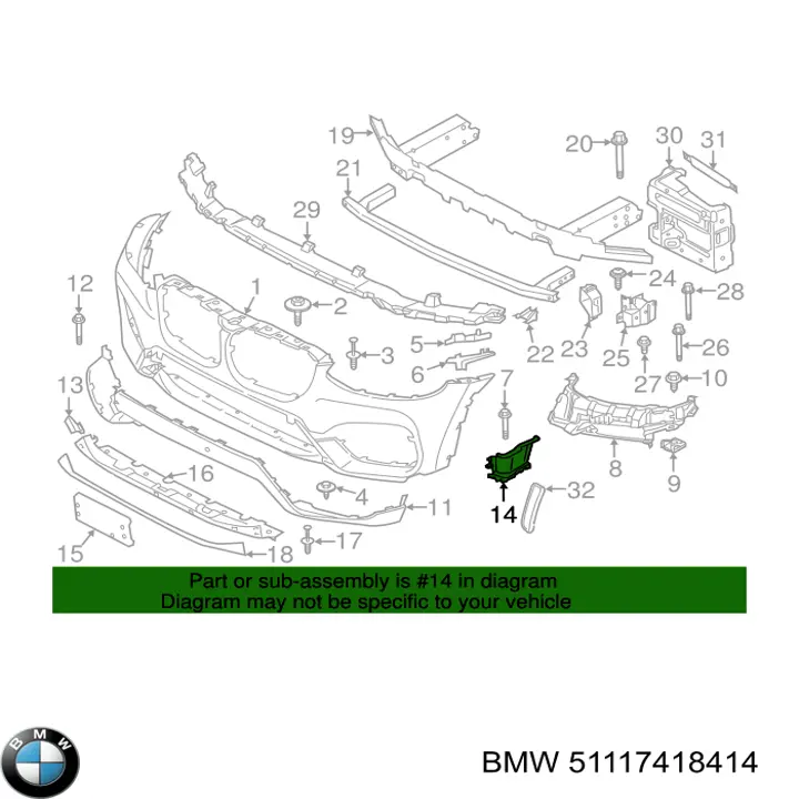 Дефлектор переднього бампера, правий 7418414 BMW
