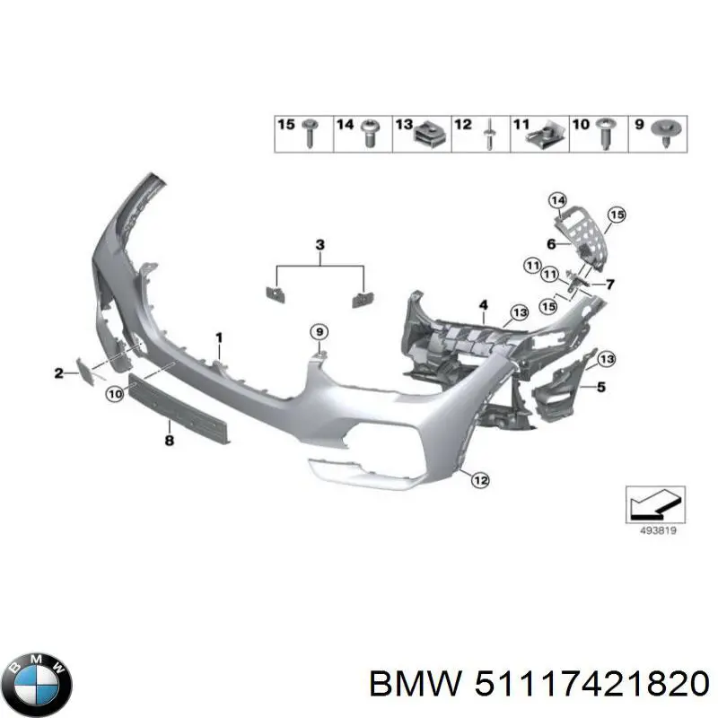51117421820 BMW Кронштейн кріплення протитуманной фари, правої
