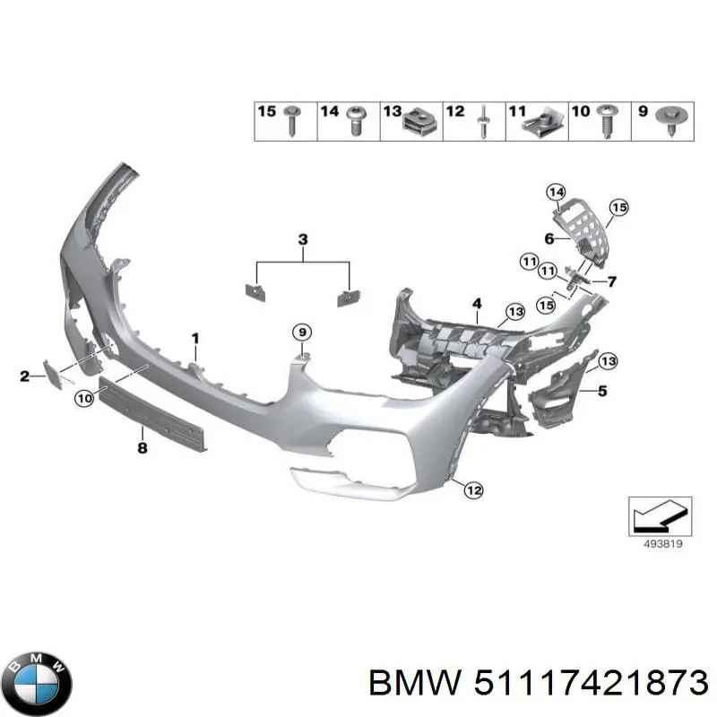 51117421873 BMW Дефлектор переднього бампера, лівий