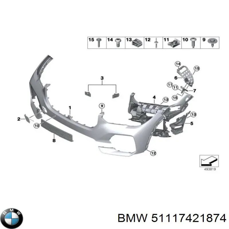 51117421874 BMW Дефлектор переднього бампера, правий