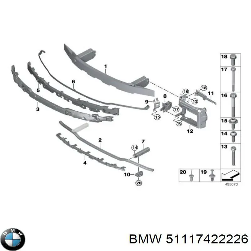 Кронштейн підсилювача переднього бампера BMW 51119449062 ціна, від 126.35 USD