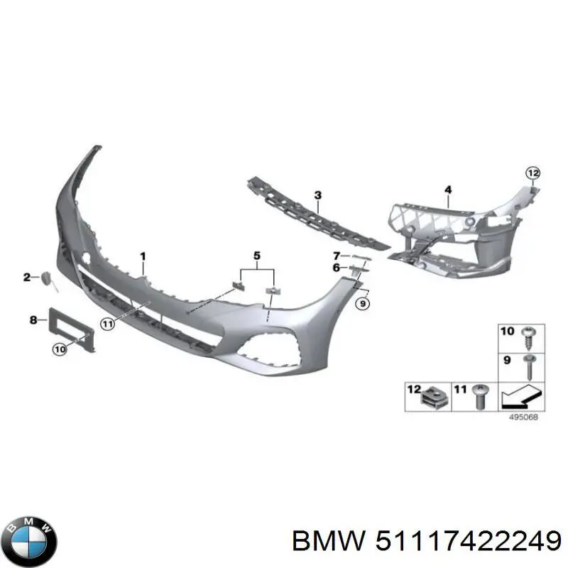 Направляюча переднього бампера, ліва BMW 51117422249 ціна, від 36.38 USD