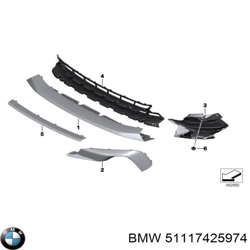 Накладка бампера переднього, центральна BMW 51117425974 ціна, від 43.79 USD