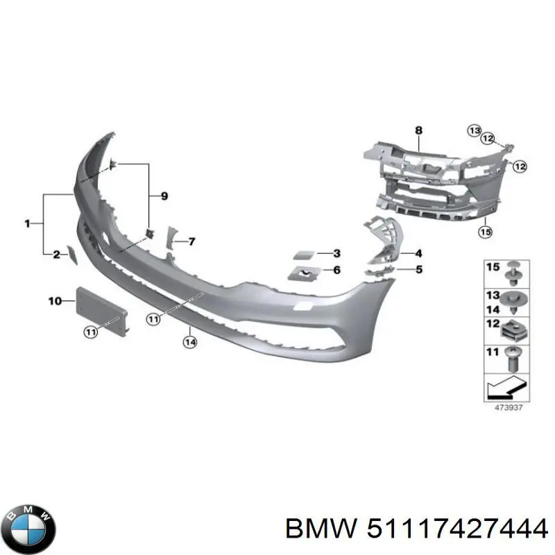Бампер на авто BMW 51117427444 ціна, від 214.45 USD