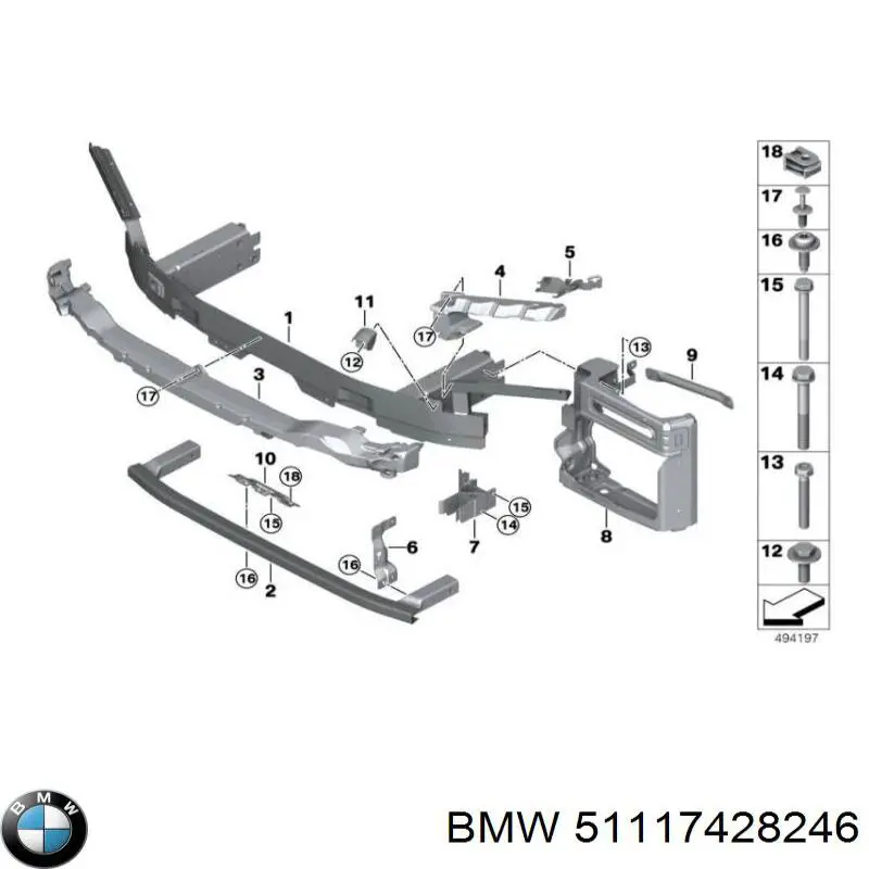 51117428246 BMW Балка бампера переднього